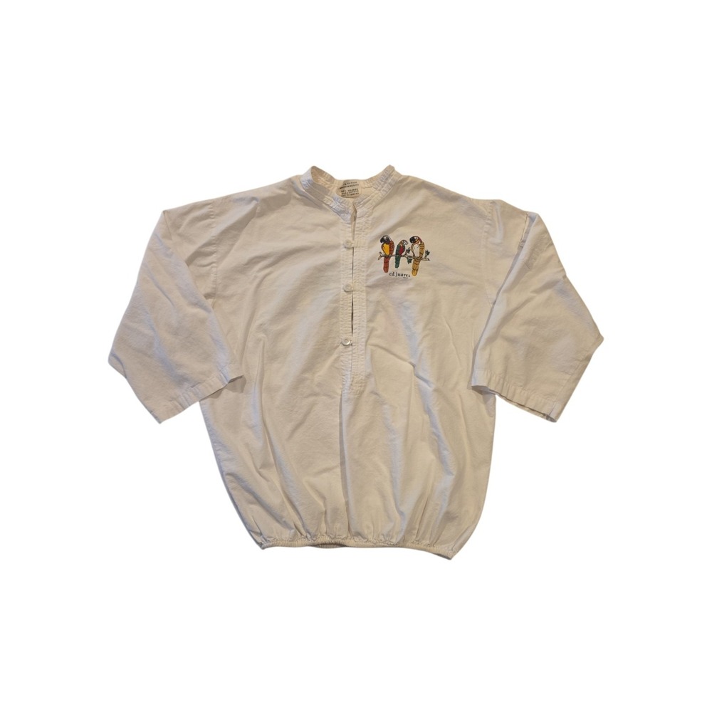 Vintage Mexico C.D. Juarez Parrot Shirt XXL Cotton Pullover 3/4 Sleeve